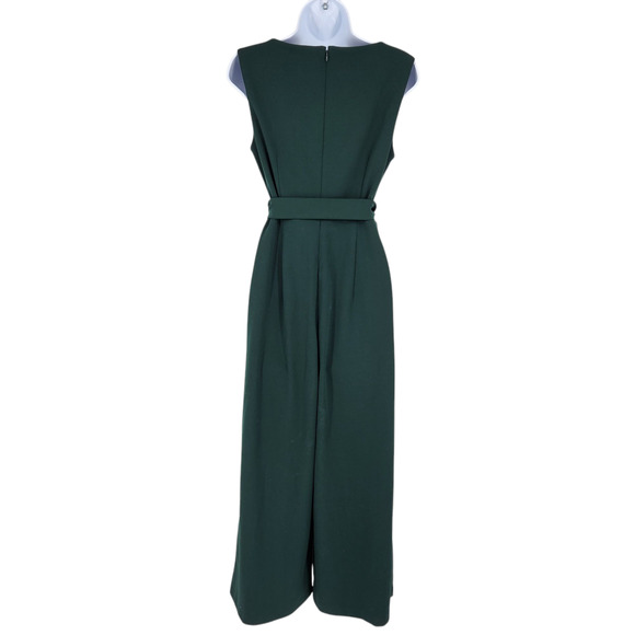 Calvin Klein Sleeveless Crepe Belted Cropped Jumpsuit Forest Green Womans SZ 16 - Picture 4 of 6